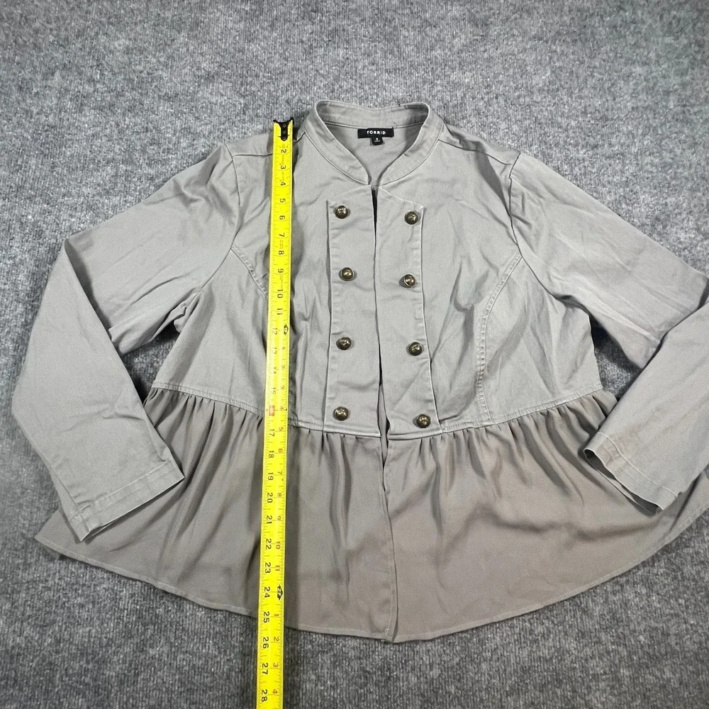 Torrid Twill Fabric Mixed Anorak Womens 2 Gray Cotton Button Front‎ Long Sleeves